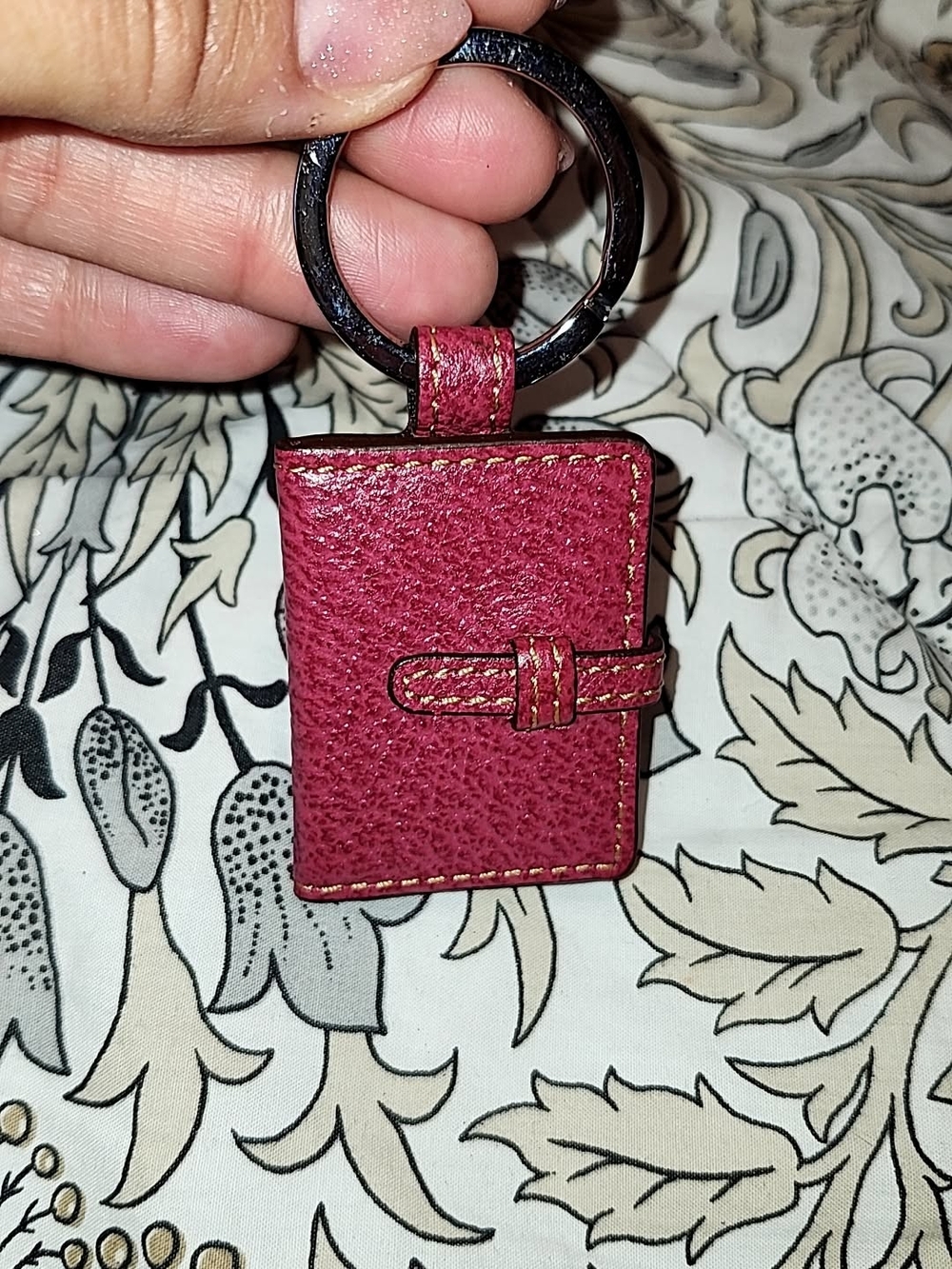 COACH Leather Mini Book Keychain - Burgandy